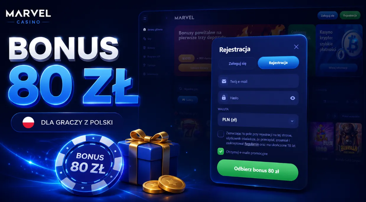 Marvel Casino bonus 80 zł bez depozytu